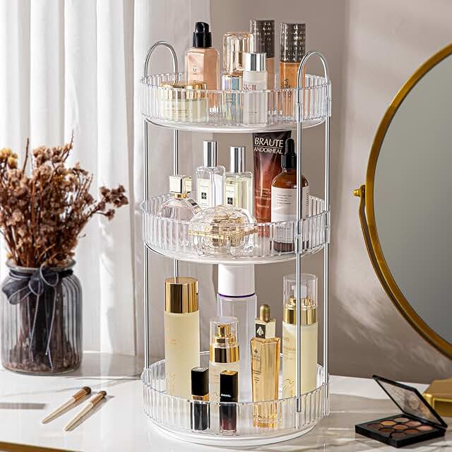 360° Rotating Makeup and Cosmetic Organizer with 3 Tiers