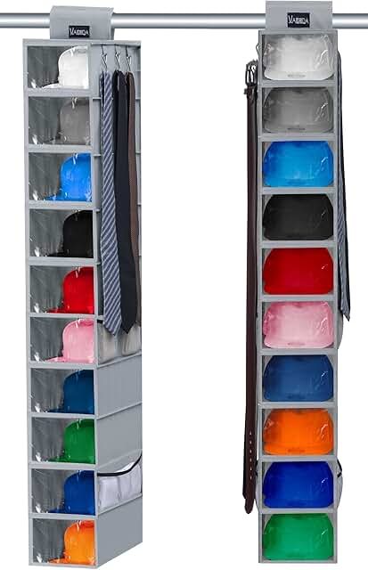 10-Shelf Hat Organizer with Dust Shield and Mesh Pockets