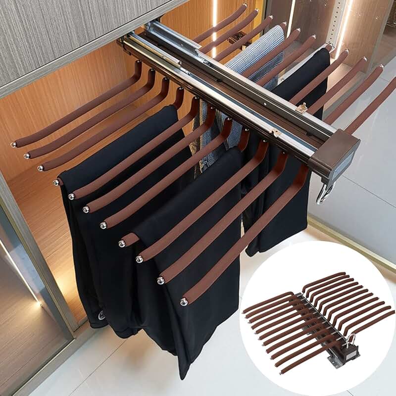 Pull Out Pants Rack with 22 Arms for Closet Storage
