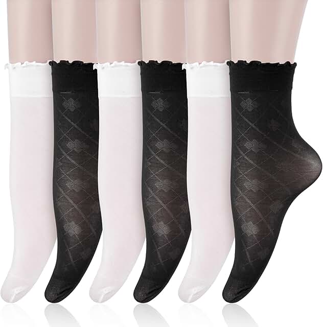 Six Pairs of Sheer Ankle Socks for Women