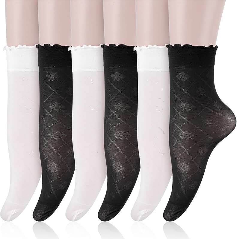 Six Pairs of Sheer Ankle Socks for Women