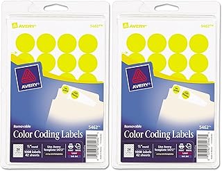 Yellow 0.75" Self-Adhesive Color-Coding Labels, 24 Sheets