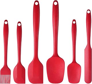 Set of 6 Red Silicone Kitchen Utensils for Cooking and Baking