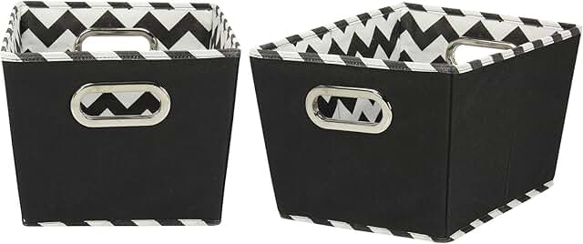Set of 2 Fabric Storage Bins with Handles