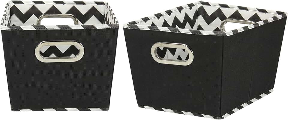 Set of 2 Fabric Storage Bins with Handles