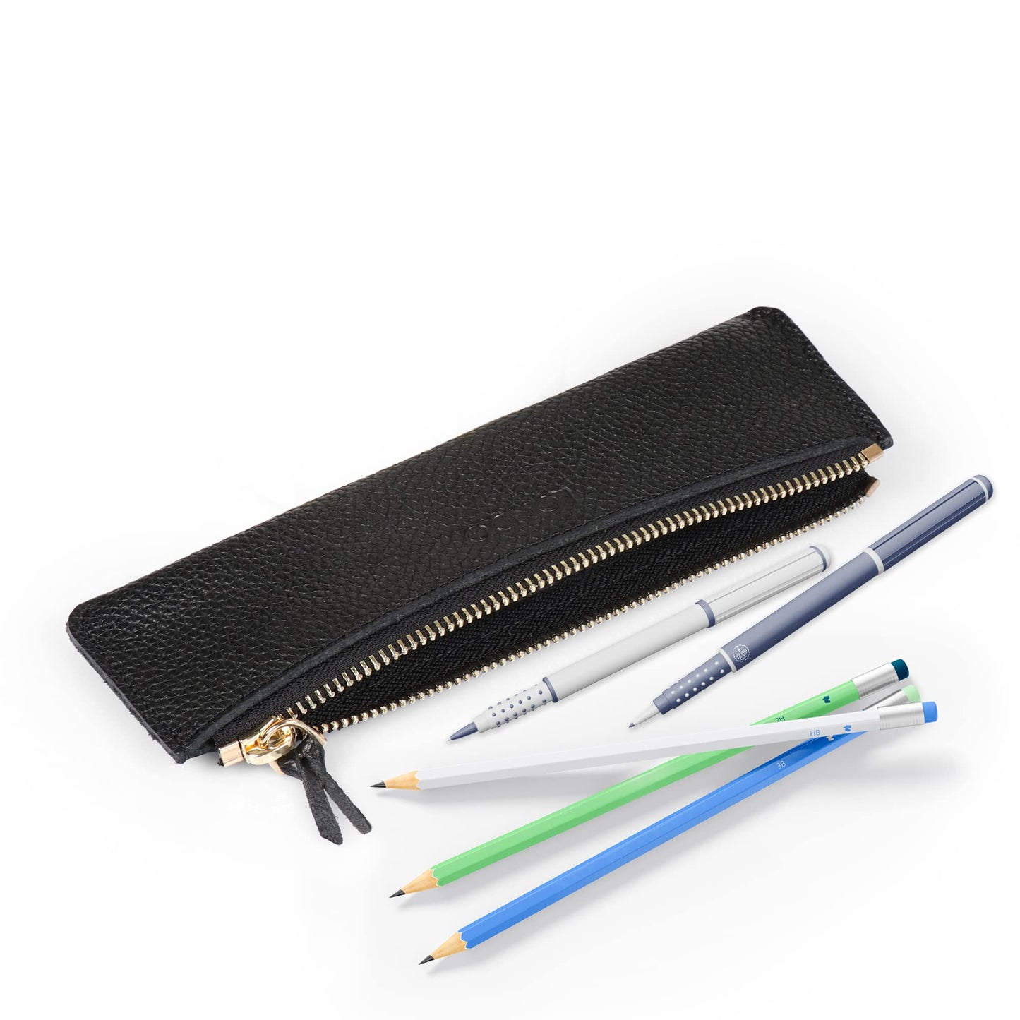 Leather Zippered Pen and Pencil Case