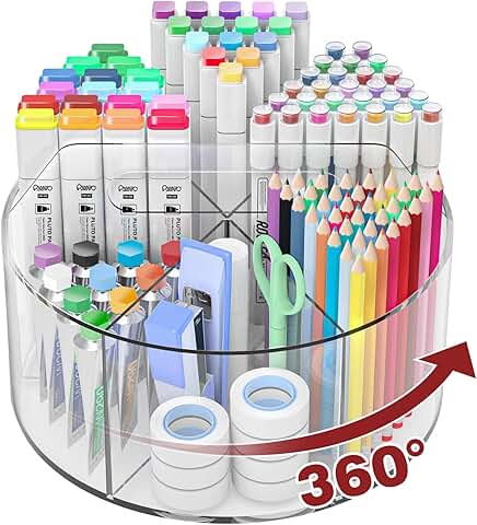 Acrylic 360° Rotating Pen and Crayon Organizer