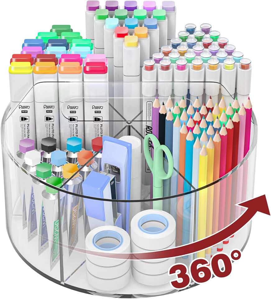 Acrylic 360° Rotating Pen and Crayon Organizer