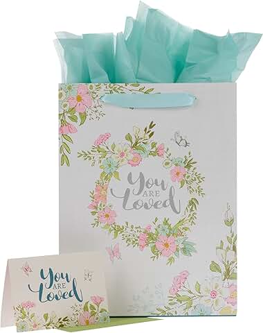 Flowery Wreath Gift Bag with Card and Tissue Paper