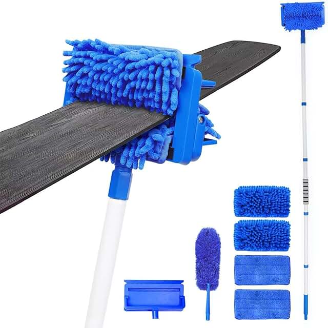 Ceiling Fan Duster with 72" Pole and Reusable Pads