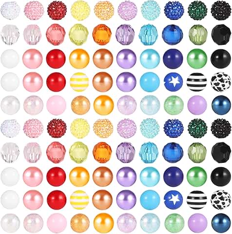 100 colorful 20mm acrylic beads for DIY jewelry and pens