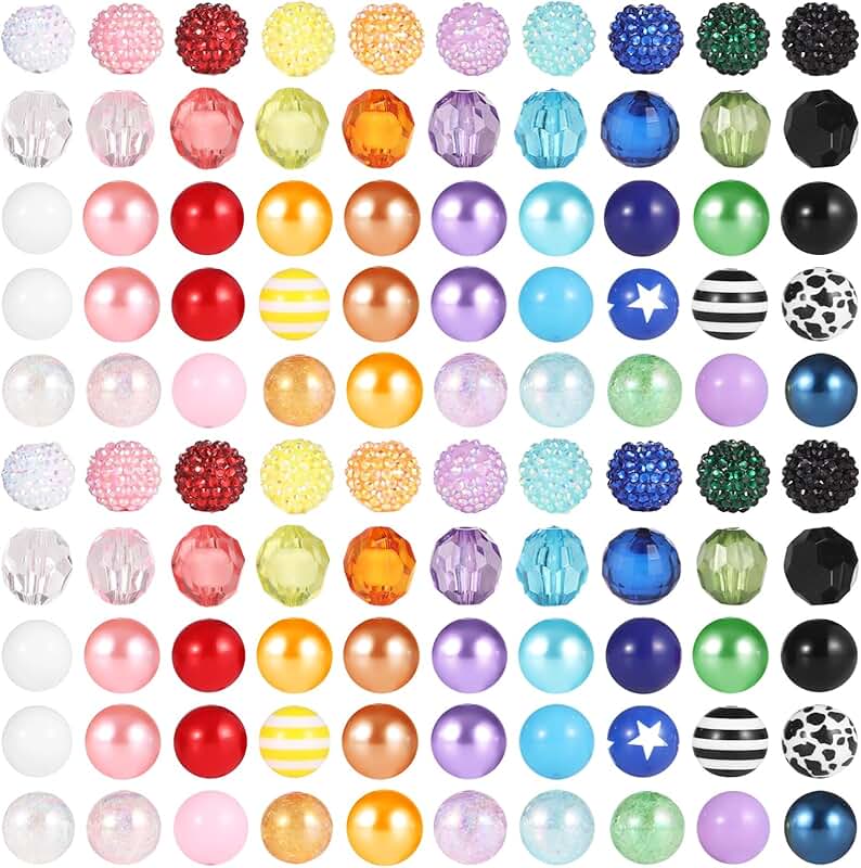 100 colorful 20mm acrylic beads for DIY jewelry and pens