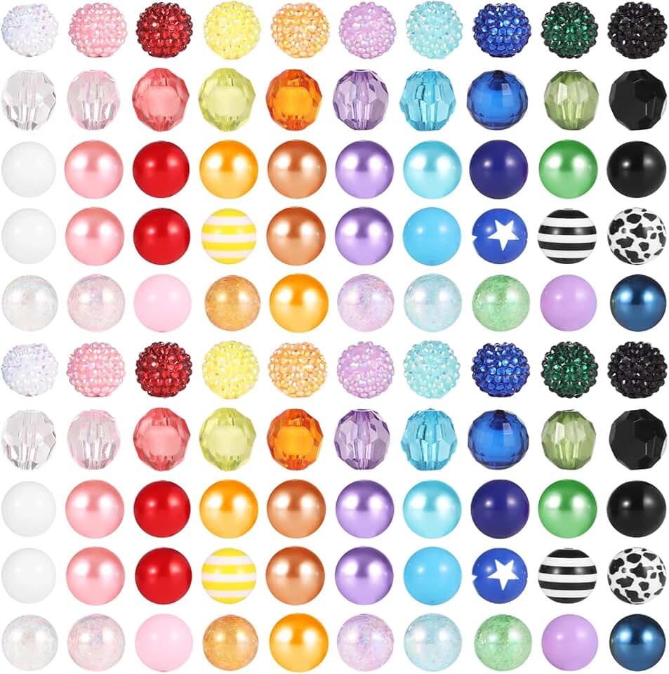 100 colorful 20mm acrylic beads for DIY jewelry and pens
