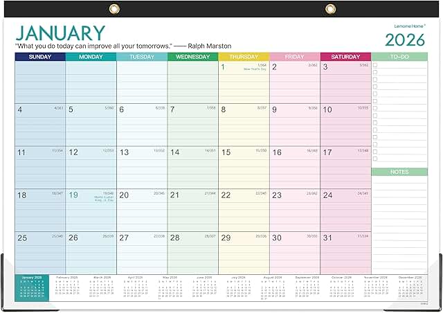 2026 Desk Calendar with Large Ruled Blocks