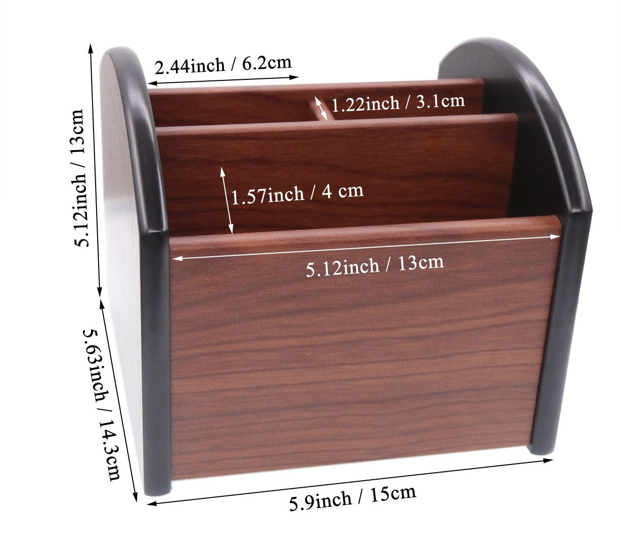 Wooden desktop pen and pencil holder with four compartments