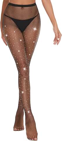 Sparkly Fishnet Stockings with Rhinestones for Women