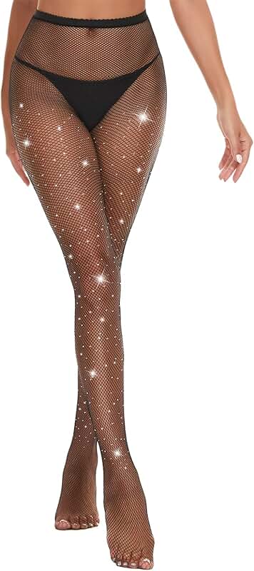 Sparkly Fishnet Stockings with Rhinestones for Women