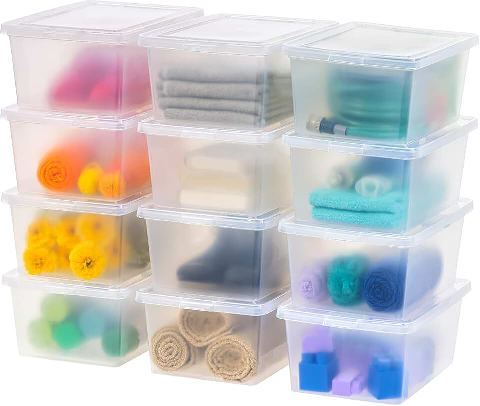 12 Clear Stackable Storage Bins with Lids