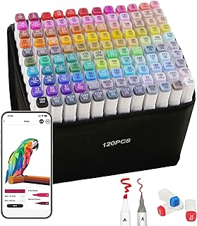 120-color dual tip alcohol markers for art and coloring