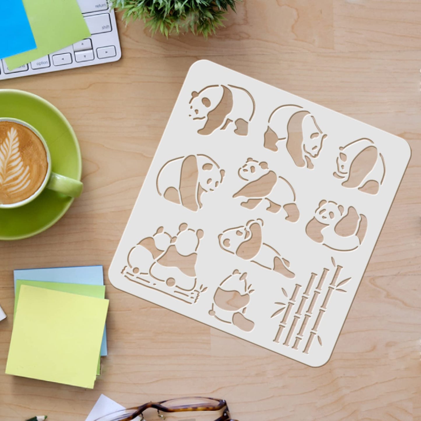 Eco-Friendly Panda and Bamboo Painting Template 11.8x11.8inch