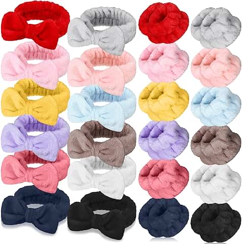 Set of 36 face wash spa headbands and 12 flannel hairbands