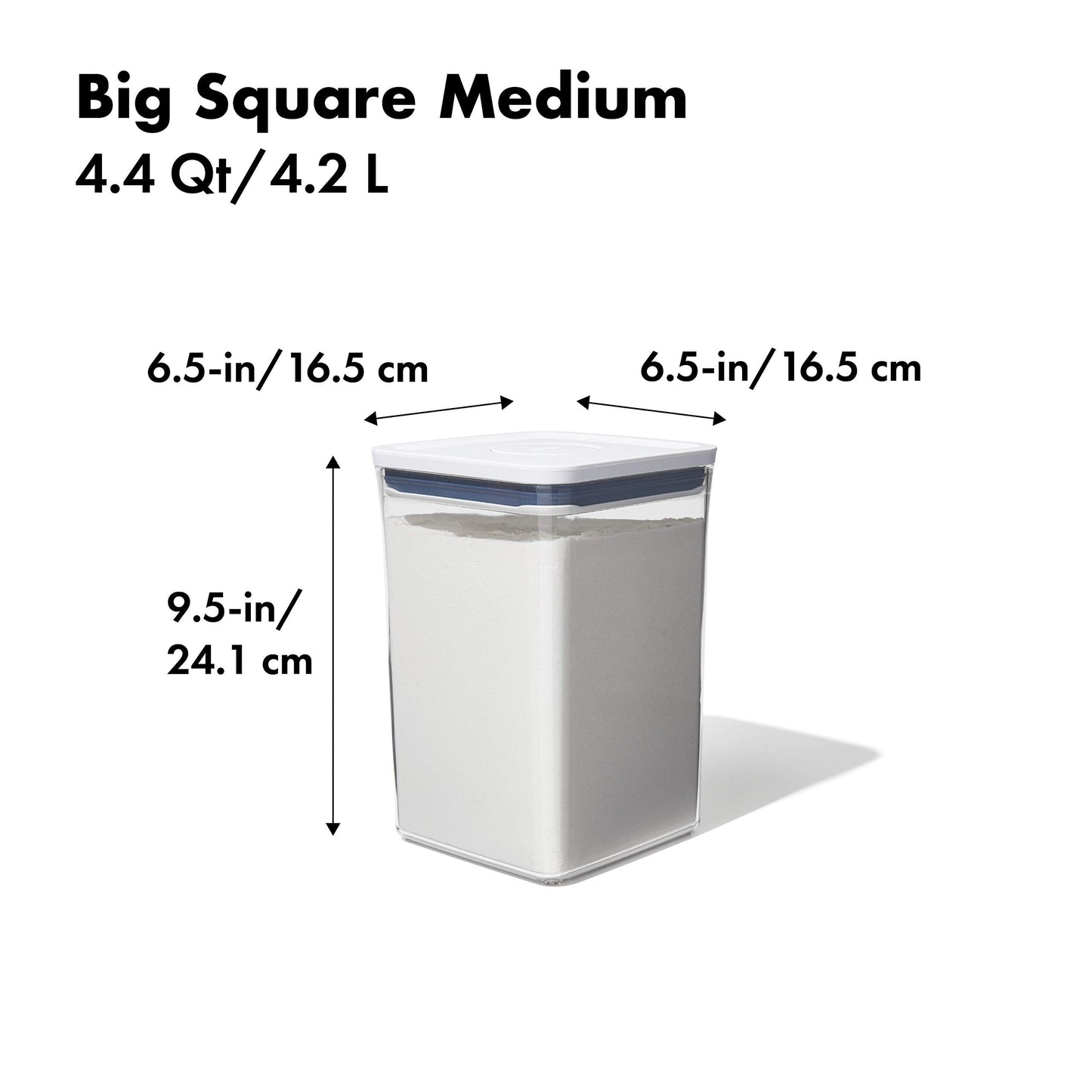 Good Grips POP Container  Airtight 4.4 Qt for Flour and More Food Storage, Square, Clear
