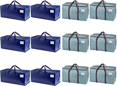 12 Pack Moving and Storage Bags with Backpack Straps