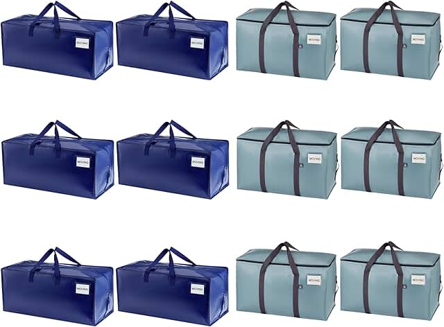 12 Pack Moving and Storage Bags with Backpack Straps
