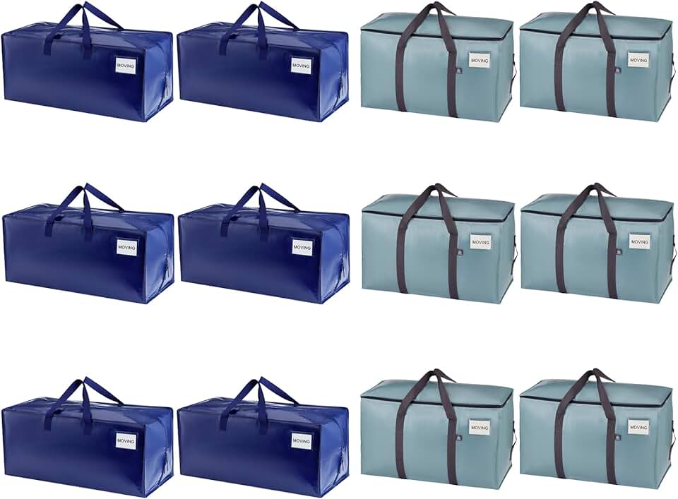 12 Pack Moving and Storage Bags with Backpack Straps