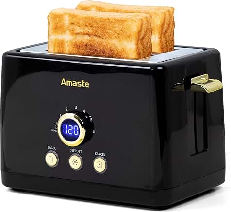 Retro 2-Slice Toaster with Wide Slots and LED Display