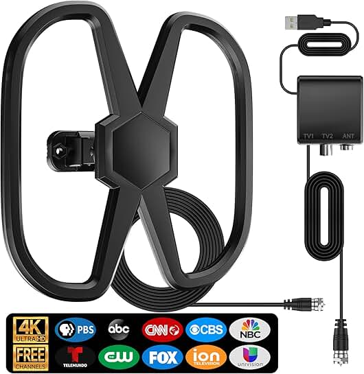 Support 2 TVs Long Range Digital TV Antenna