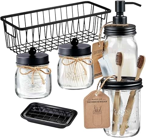 6-Piece Mason Jar Bathroom Accessories Set
