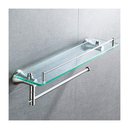 Bathroom Shelf Kitchen Shelf lixin 304 Stainless Steel Rack Bathroom Tempered Gl 2 Layers Color  Silver, Size  61 22cm) Color  Silver, Size  61 22cm)