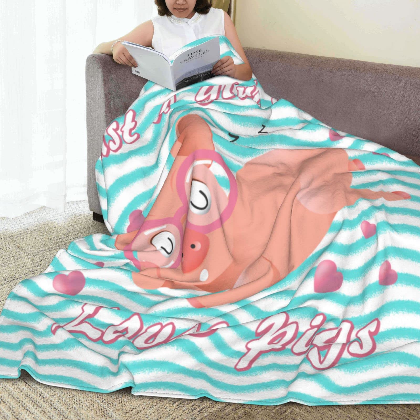 Just A Girl Who Loves Pigs Blanket 50"X40" ,Lightweight Flannel Fleece Throw Blanket for Couch Bed Sofa,Pigs Gifts for Girls.