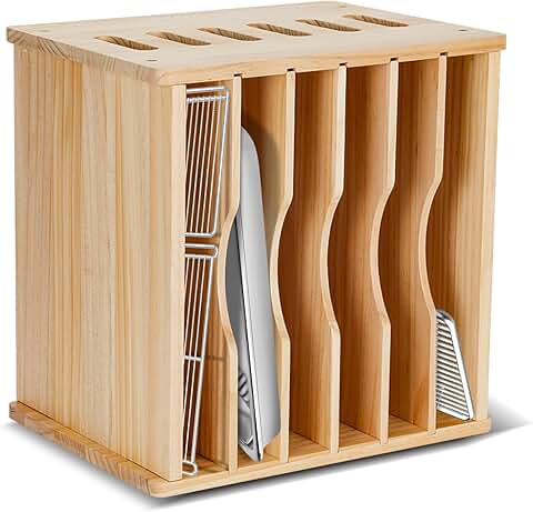 7-Layer Wooden Cookie Sheet Organizer for Cabinets and Countertops