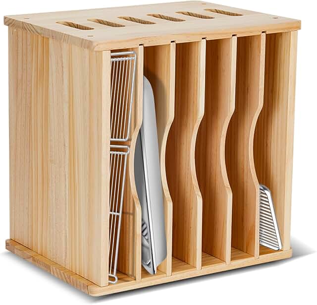 7-Layer Wooden Cookie Sheet Organizer for Cabinets and Countertops