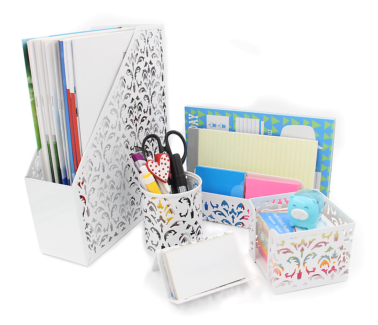 5-Piece Desk Organizer Set with Mail Sorter and Accessories