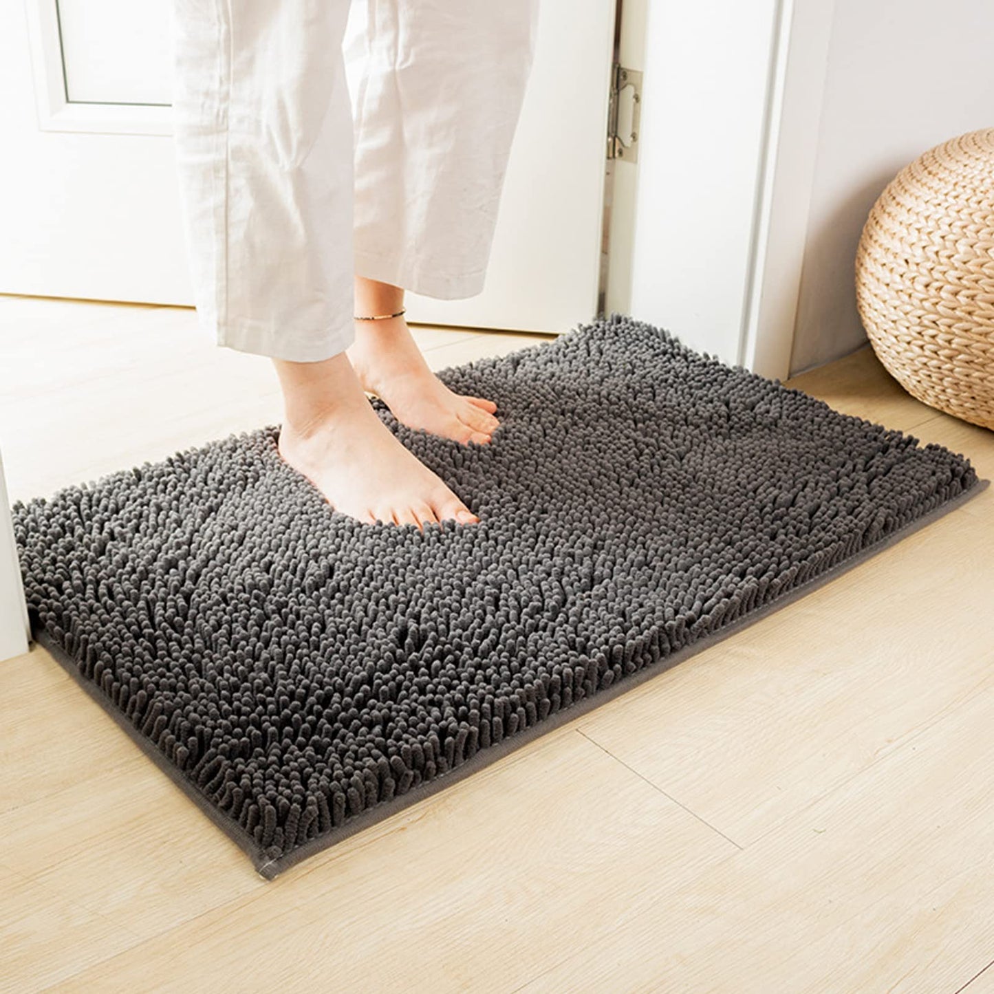 Bathroom Rugs Chenille Bath Mat Set 3 Piece, Non- Bath Rugs, Absorbent Shaggy Rugs, Ultra Soft BathMats, Perfect Plush Bathroom Mats, Bathroom Carpets Set with U-Shaped Tet Rug
