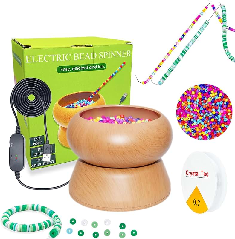 Electric Bead Spinner Kit with Needles and Seed Beads