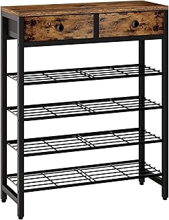 5-Tier Metal Shoe Rack with Drawers for Entryway