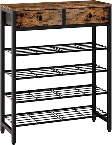 5-Tier Metal Shoe Rack with Drawers for Entryway