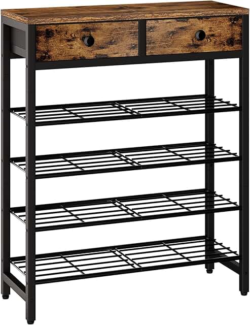 5-Tier Metal Shoe Rack with Drawers for Entryway