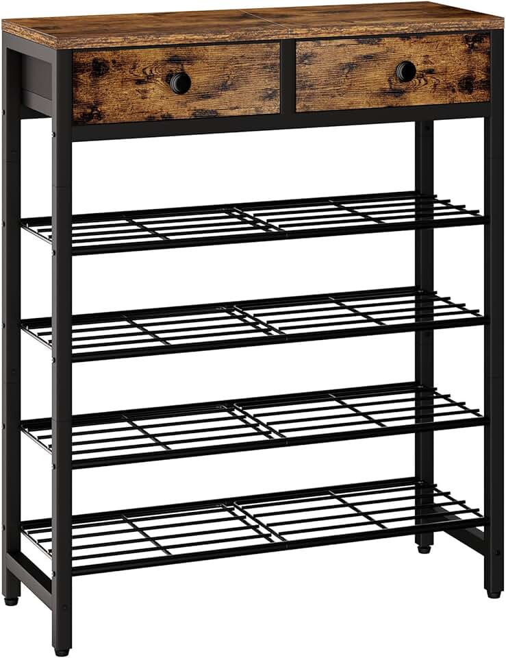 5-Tier Metal Shoe Rack with Drawers for Entryway
