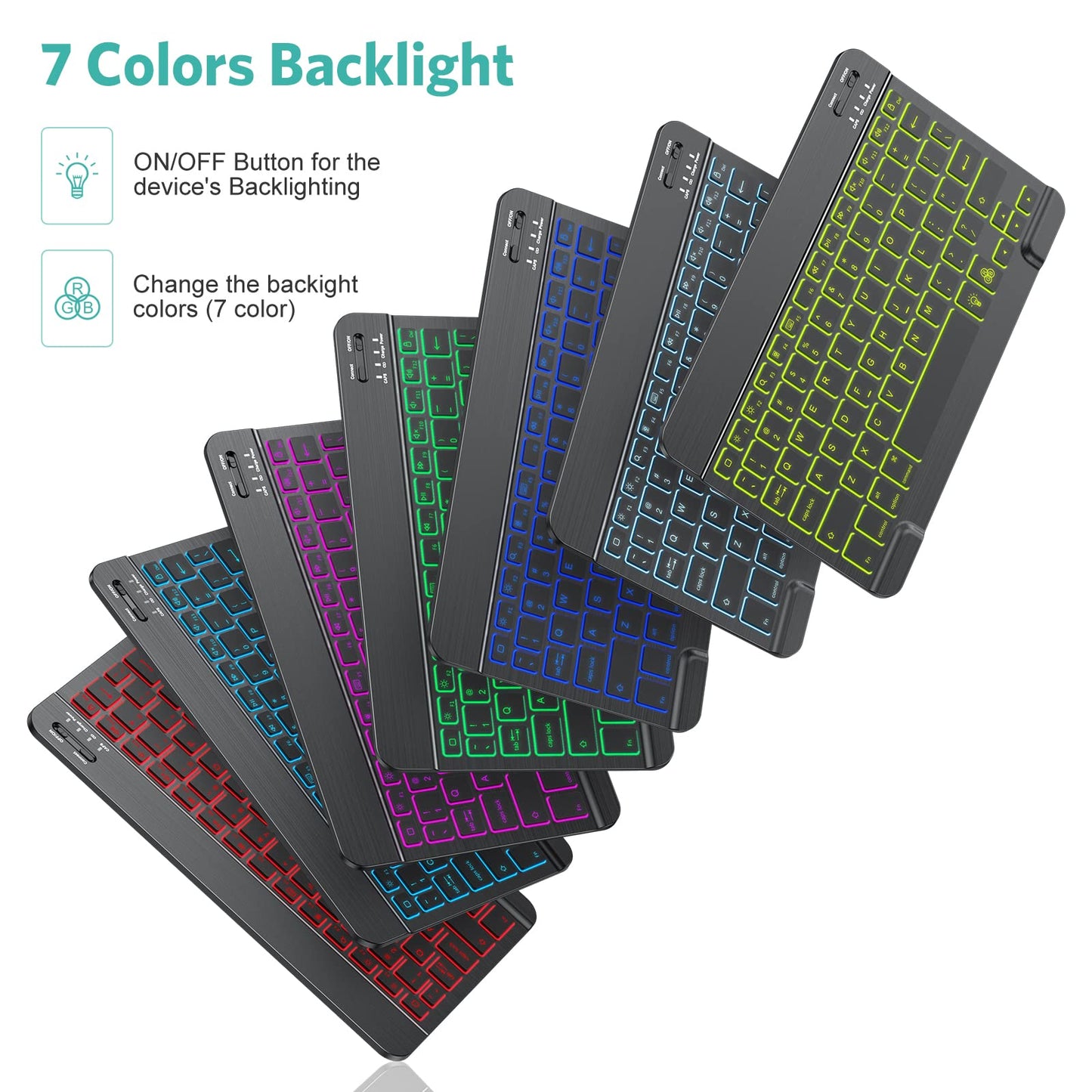 Bluetooth Keyboard and Mouse Combo for iPad, 7-Color Backlit Rechargeable Wireless Keyboard & Mouse Compatible with iPad 9th/8th Gen, iPad Pro/Air/Mini and ipadOS 13 and Above, Black