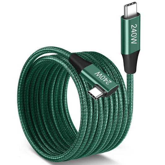 10ft Green 240W USB-C to USB-C Charging Cable