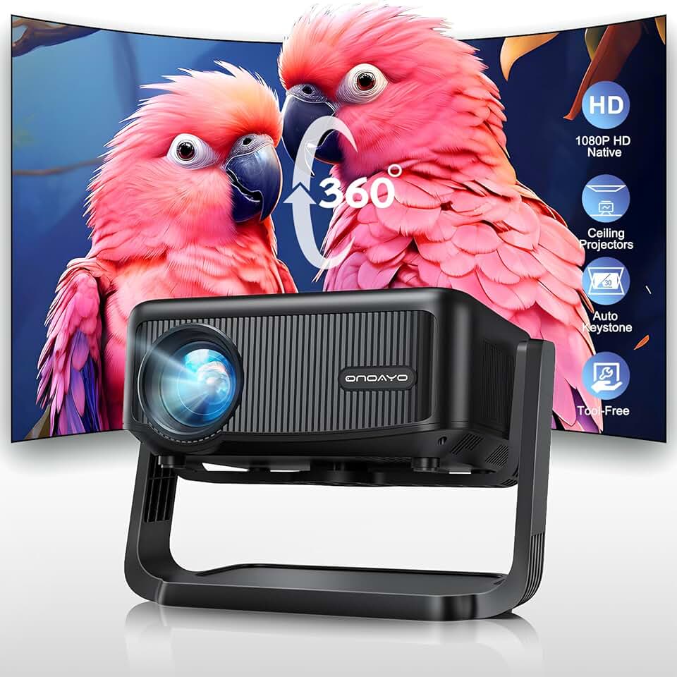 Portable WiFi and Bluetooth Mini Projector with Adjustable Stand