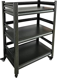 Heavy-Duty 3-Tier Metal Garage Shelving with Wheels