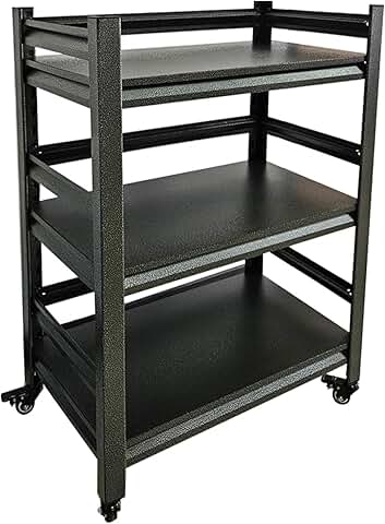 Heavy-Duty 3-Tier Metal Garage Shelving with Wheels