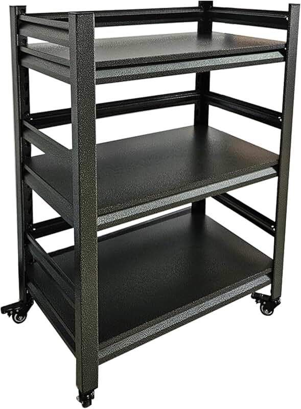 Heavy-Duty 3-Tier Metal Garage Shelving with Wheels