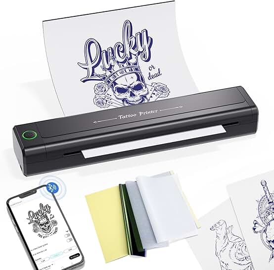 Wireless Tattoo Stencil Printer with Transfer Papers